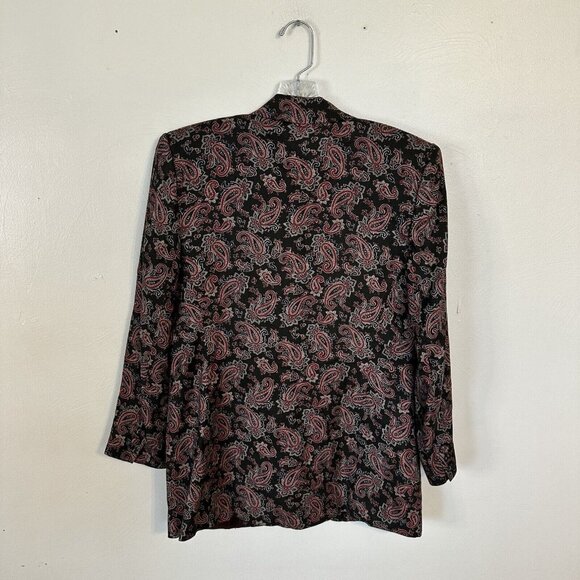 Talbots Petites Women's Blazer Size 4 Large Multicolor Paisley Rayon Vintage 90s - Picture 3 of 12